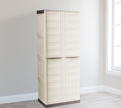 Dmora Armadio da Esterno Marchin, Mobile Balcone Multiuso, Armadietto Outdoor 2 Ante, 100% Made in Italy, Beige e Marrone, Finitura Righe, 70x39h165 cm, Polipropilene, Jolanda, 70 x 39 x 165, 15 unità : Amazon.it: Casa e cucina