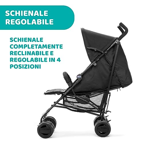 Chicco London Up Passeggino Leggero Pieghevole da 0 Mesi a 15 kg (portata max 18 kg), Passeggino Reclinabile e Compatto con Manicotto Paracolpi, Posizione Nanna, Chiusura a Ombrello, Nero : Prima infanzia