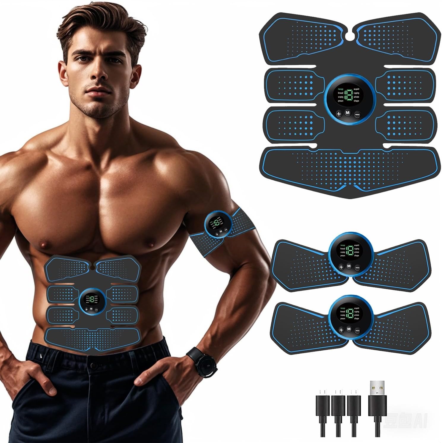 Queath Elettrostimolatore Muscolare, Cintura Elettrostimolatore per Addominali, ABS Trainer/Toner per Addome/Braccio/Vita/Gambe Marca: Queath