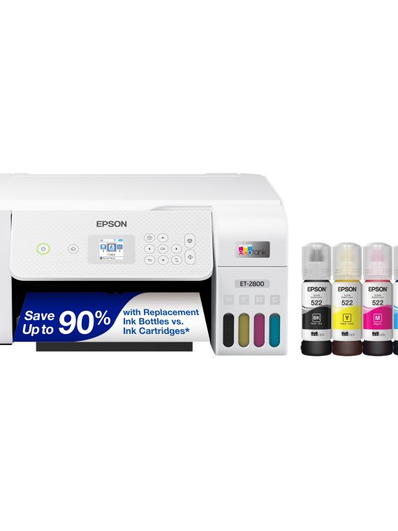 2025 Epson – Stampante a getto d'inchiostro Supertank All-in-One wireless EcoTank ET-2800 – Bianca