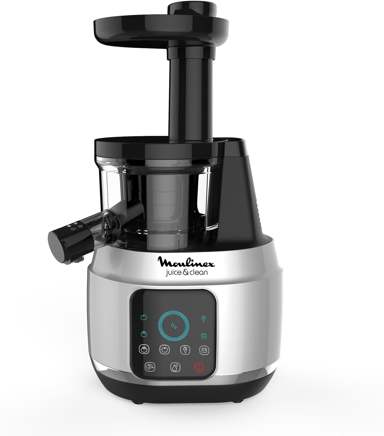 Moulinex ZU420E Juice & Clean, Estrattore di Succo a Freddo, con Teconlogia Easy Clean per una Pulizia Facile, Touch Screen, 0.8 Litri, Alluminio