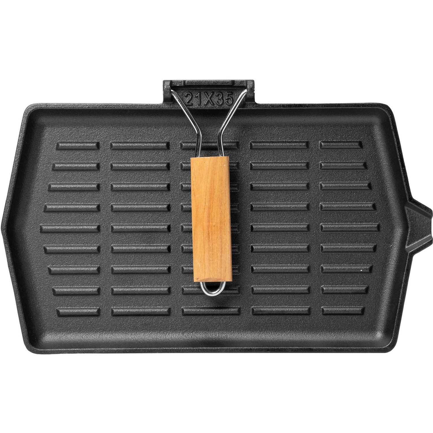 Bistecchiera rettangolare in ghisa con manico pieghevole Linea Ghiselle 35x21 cm