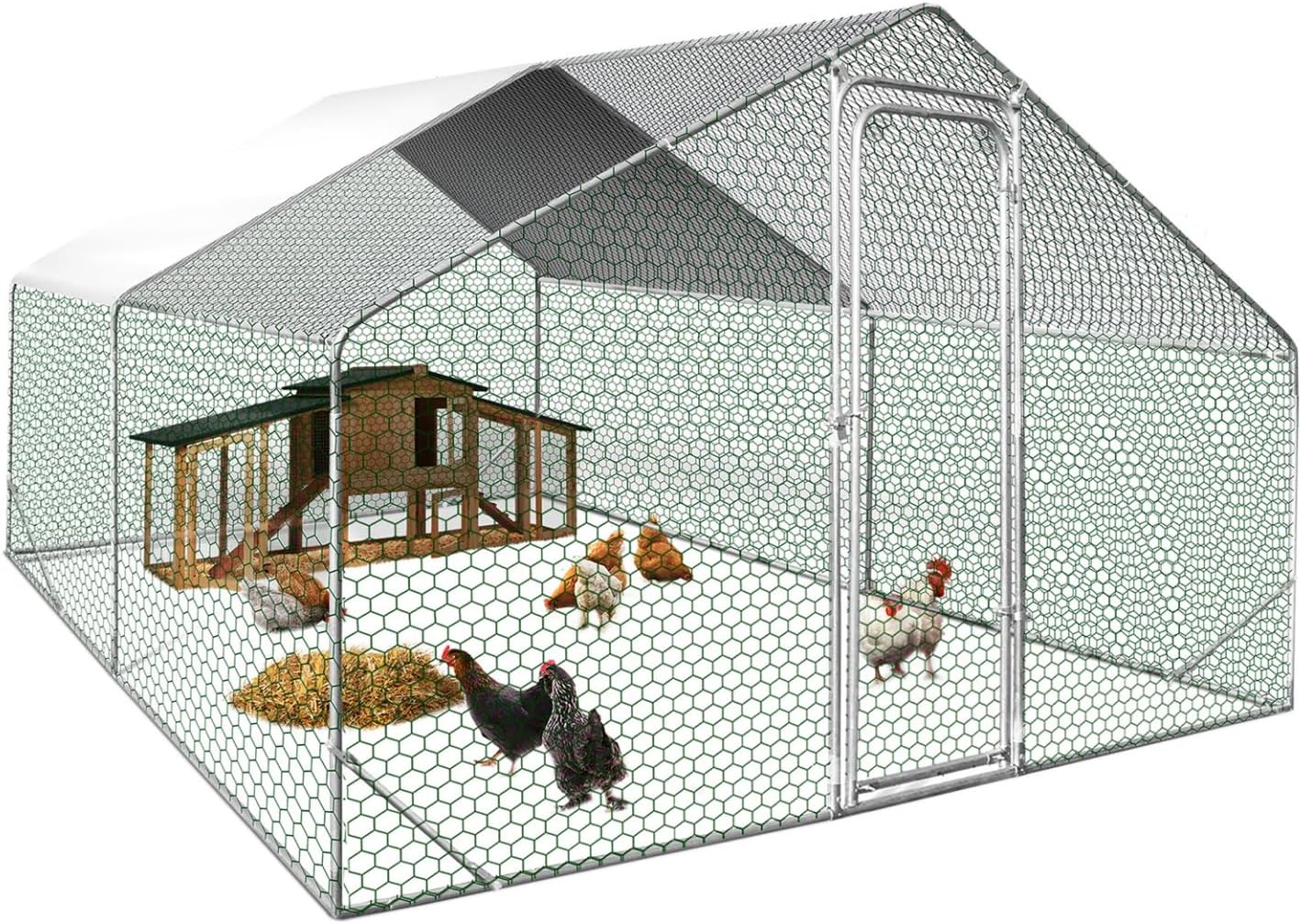 IDMarket, Recinto per pollaio da 12 m² e 4 x 3 m, in acciaio zincato