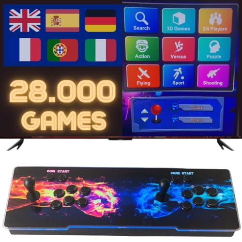 Macchina Arcade con 28000 giochi retrò e giochi 3D con LED che cambiano colore, sistema audio e joystick ovali : Amazon.it: Giochi e giocattoli