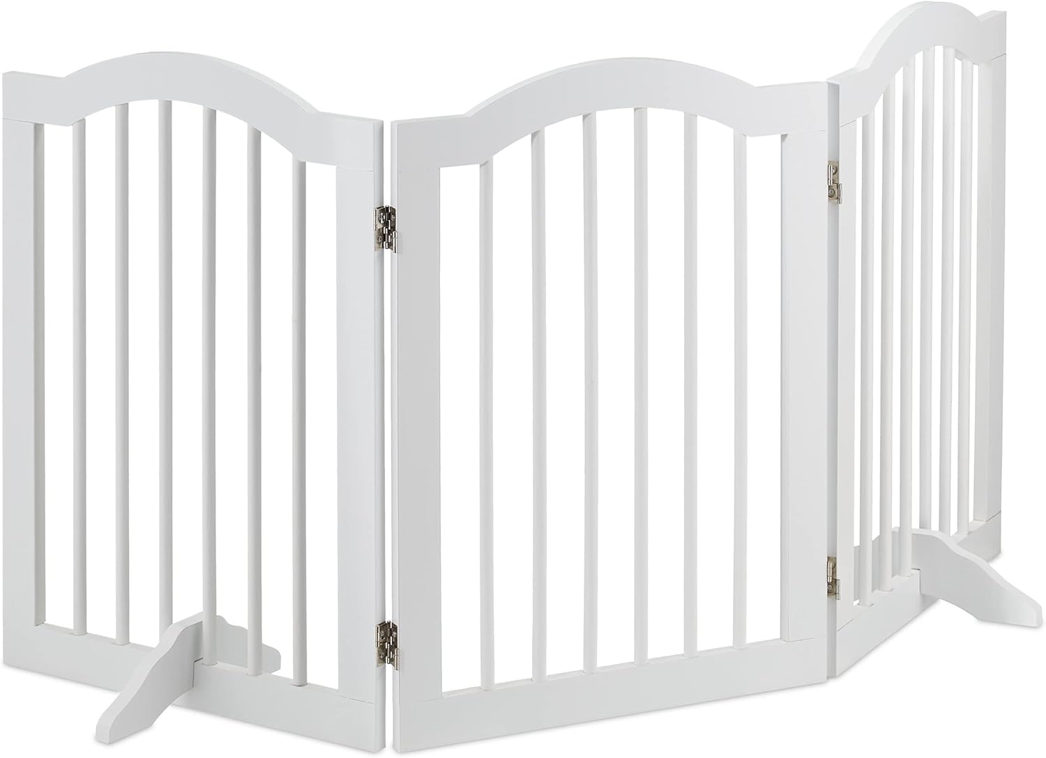 Relaxdays HLP Children's Pet Gate, 70 x 154 x 30 cm, 3-Panel Barrier for Dogs and Cats, Stairs Fence, White, Bamboo