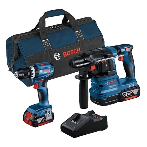 Bosch Professional Combo Kit GSB 18V 45   GBH 18V 22 (incl. 2 batterie da 4.0 Ah caricabatteria GAL 18V 40, in borsa degli attrezzi) : Amazon.it: Fai da te