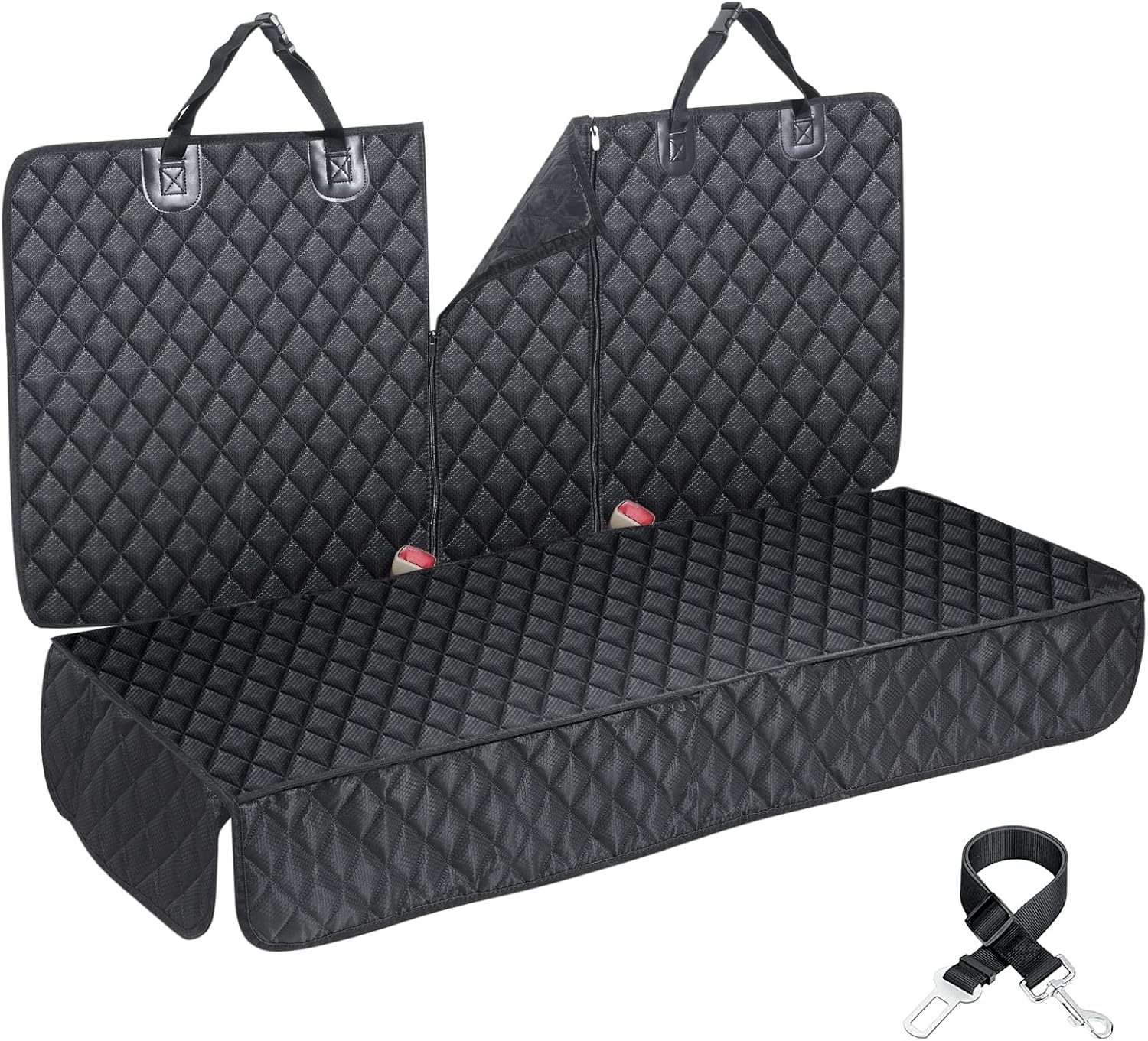 ANOSOSPECIAL Car Back Seat Cover Waterproof Seat Belt Seat Cover Scratch Resistant Dog Seat Back Seat Cover for Children Universal (Grey, ISOFIX Large)