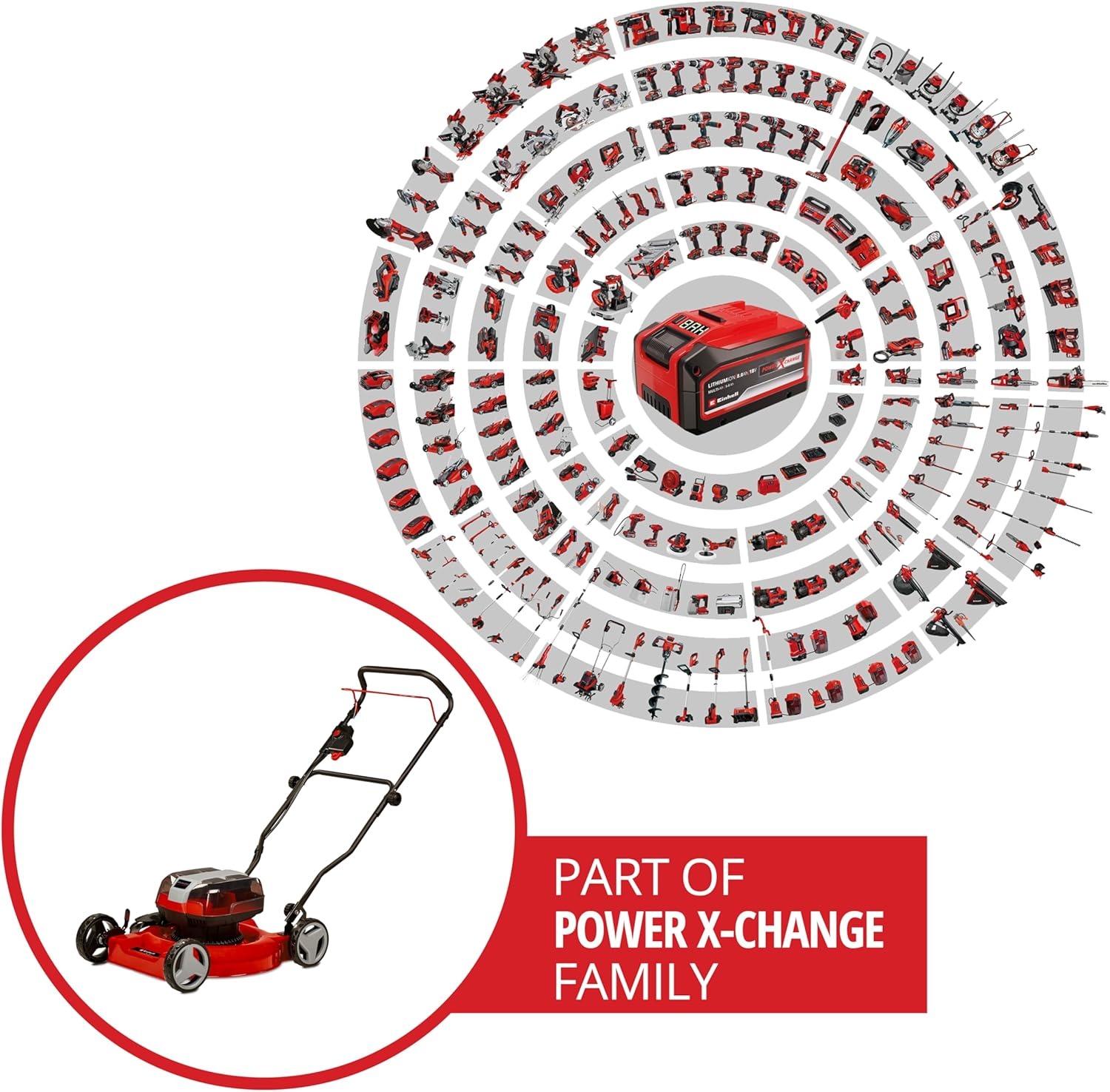 Einhell Tosaerba a batteria GE-CM 36/48 Li M-Solo Power X-Change (Li-Ion, 36 V, tecnologia Double Twin-Pack, tagliaerba a pacciamatura, motore senza spazzole, senza batteria e caricatore)