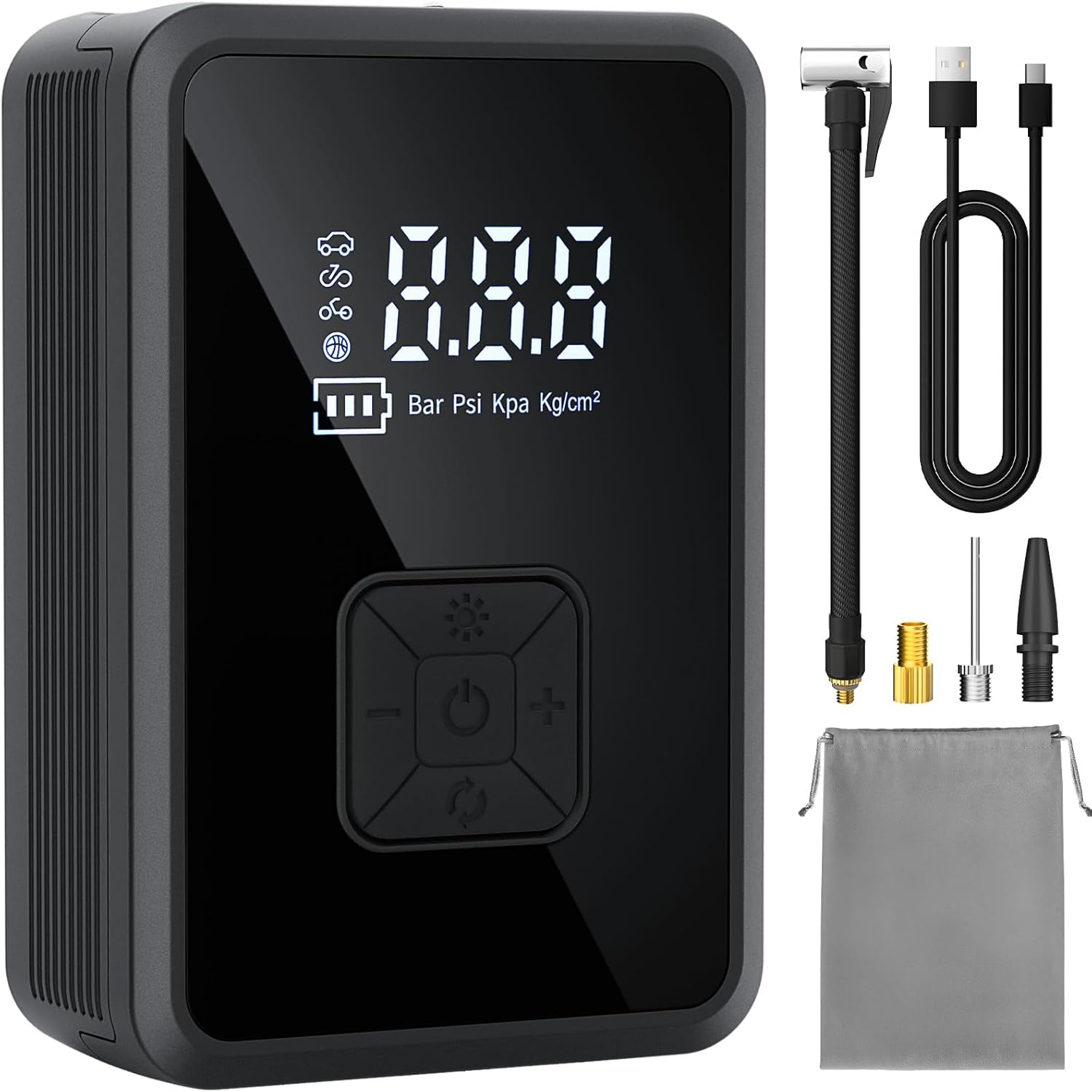 Oasser Mini Portable Car Air Compressor, 150PSI Inflates Car Bike Portable with Digital LCD Screen and LED Flashlight for Car/Motorcycle/Bicycle/Basketball