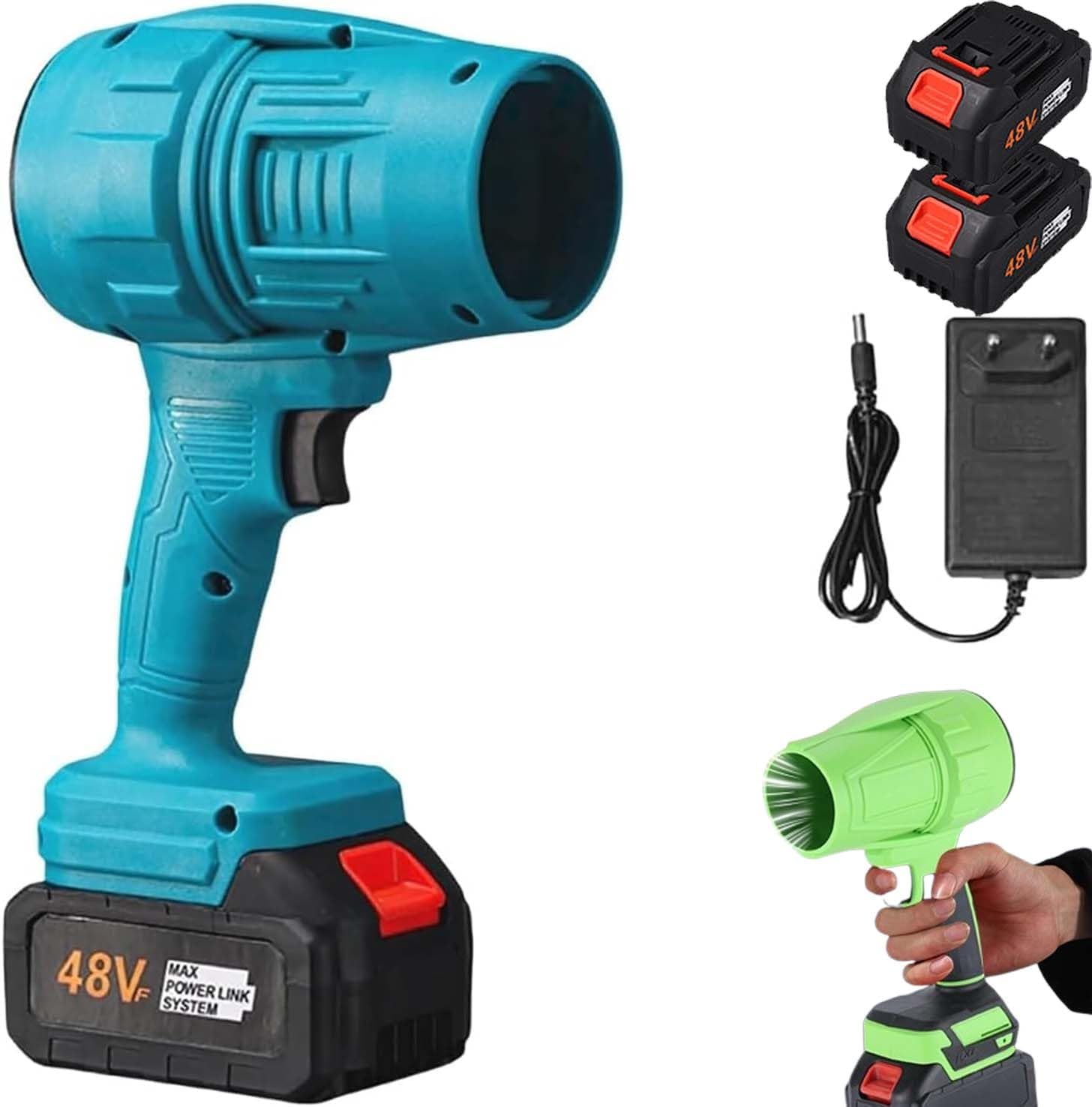 Seese Pro – Ultralight and Ultra-Powerful Electric Blower for Leaves Wireless Portable, Super Powerful Wireless Turbo Air Blower (Blue, 2 Battery)