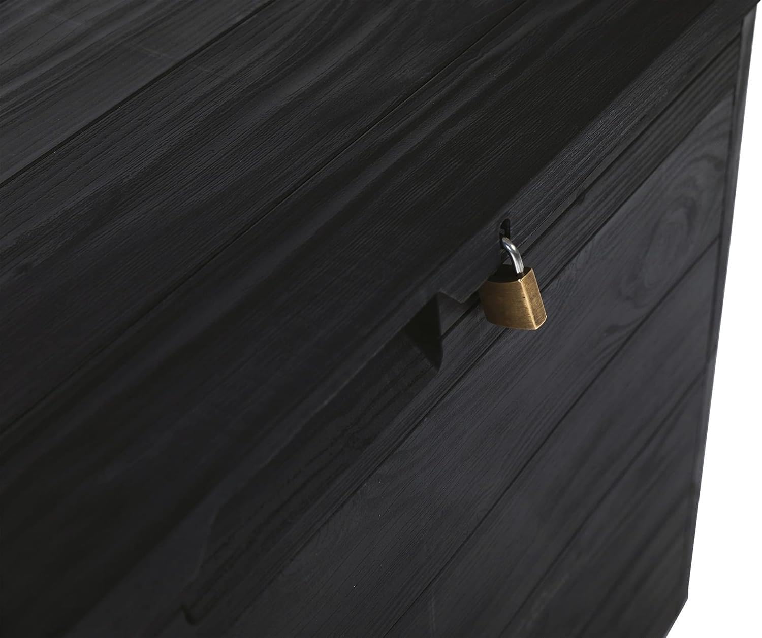 Maury's Baule Cassapanca 170 Litri Effetto Legno, Contenitore Stoccaggio, in Resina Antracite, Dimensioni 78L x 55l x 52H cm - Made in Italy