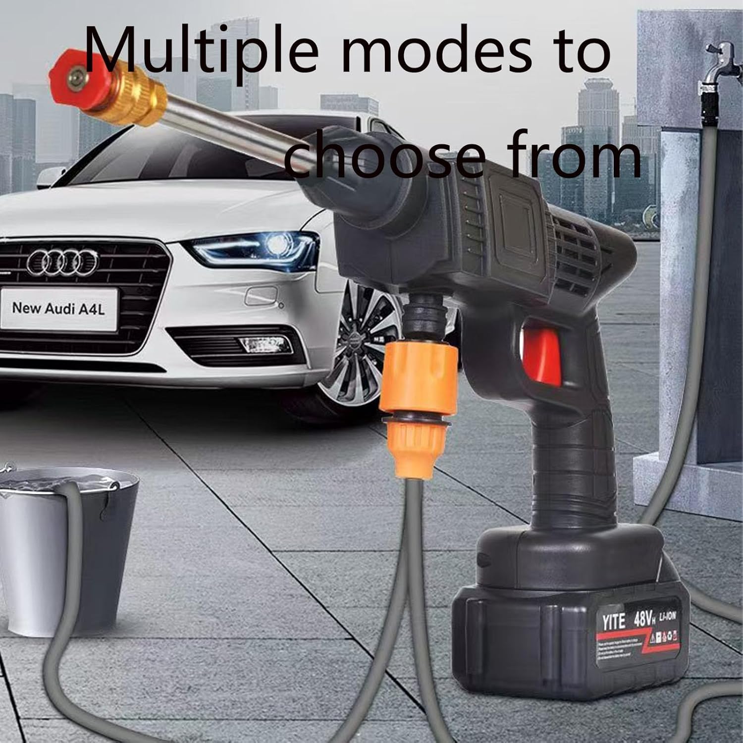 Idropulitrice a Batteria 21V 15000MAH con 2 Batterie,Idropulitrice Portatile Professionale con Cassetta Degli Attrezzi per Auto,Terrazza e Giardino di Pavimenti e Esterni (Nero)