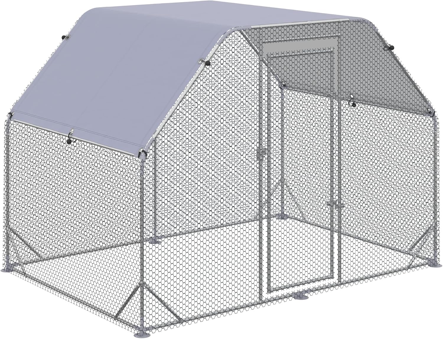 PawHut Recinto per Galline con Telo di Copertura, Pollaio per Galline con Serratura in Acciaio, 280x190x195 cm