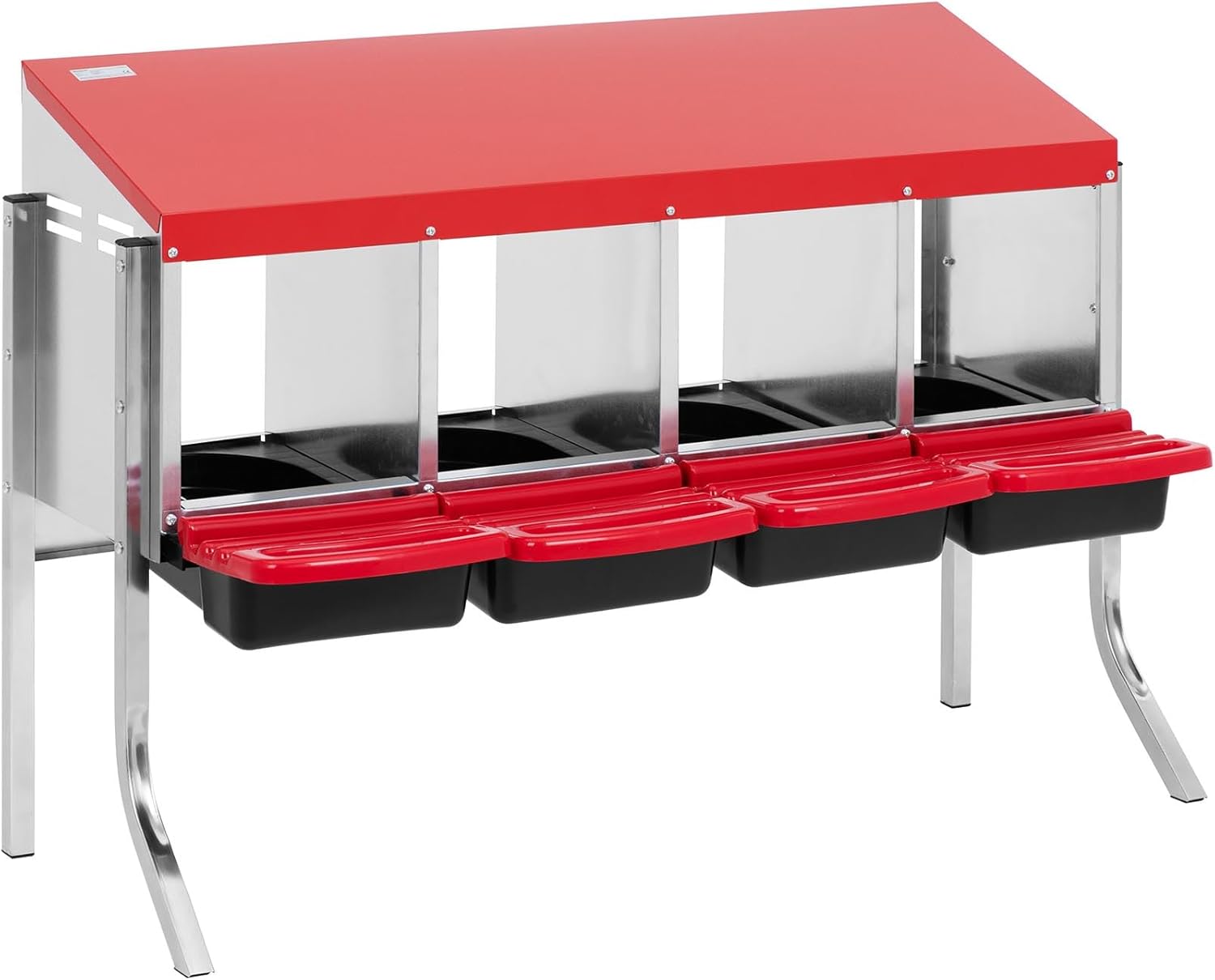 Wiesenfield Nido per galline 4 scomparti Acciaio zincato Rialzato Nido per galline ovaiole Nido per ovaiole Nido doppio per galline