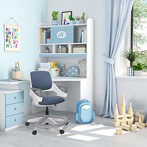 HJH Office 640510 Sedia da Ufficio Girevole per Bambini KID FLEX Tessuto, Sedia da Scrivania con Poggiapiedi, Regolabili in Altezza, Grigio : Casa e cucina