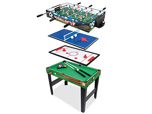 Teorema 67359   Tavolo da Gioco 4 in 1 in Legno, Calciobalilla, Ping Pong, Air Hockey, Biliardo, Dimensioni 96x86x68 : Sport e tempo libero