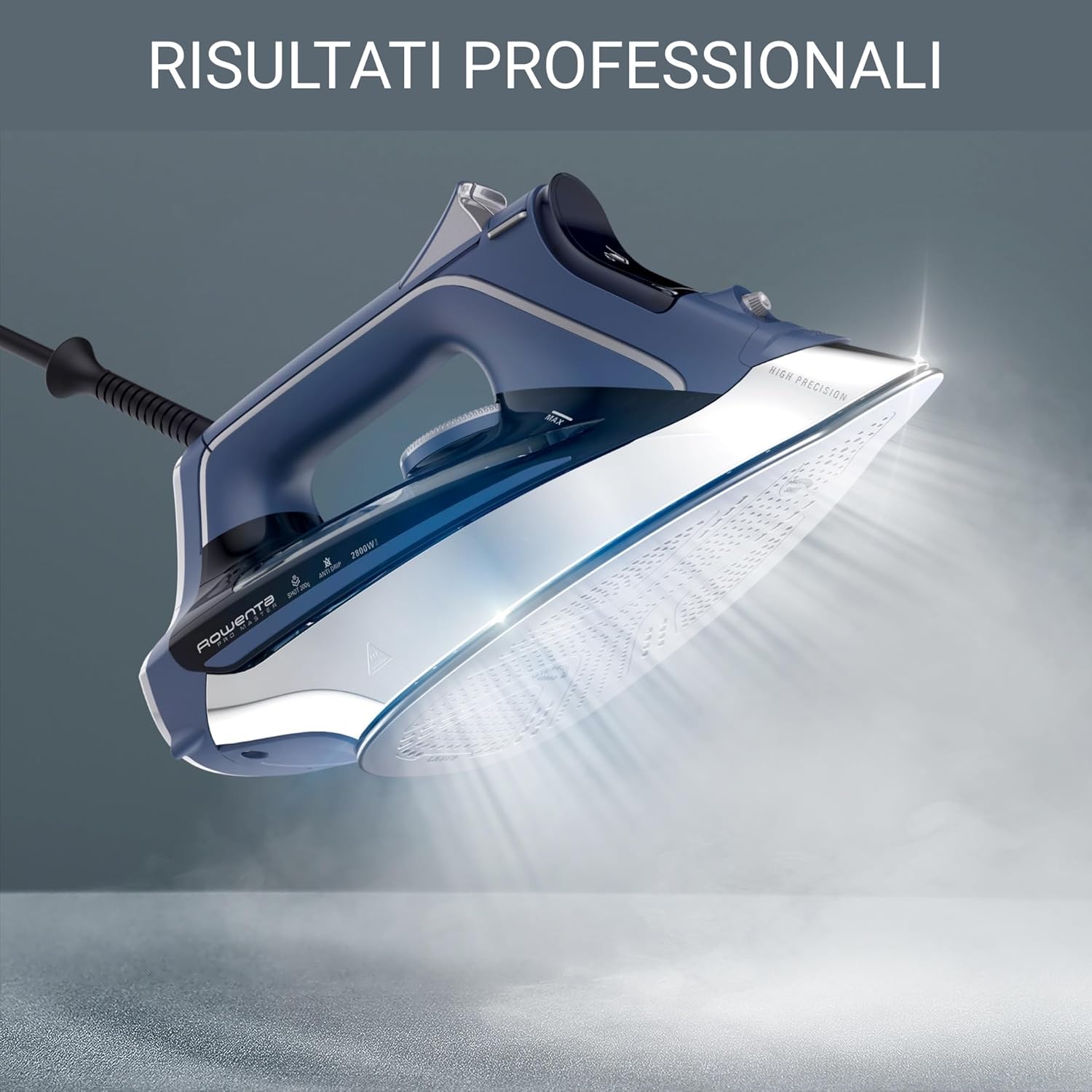 Rowenta DW8215D1 PRO Master Steam Iron, with Anti-Limescale Function, Continuous Dispensing 45 g/min, Power 2800 W, Stainless Steel, Blue