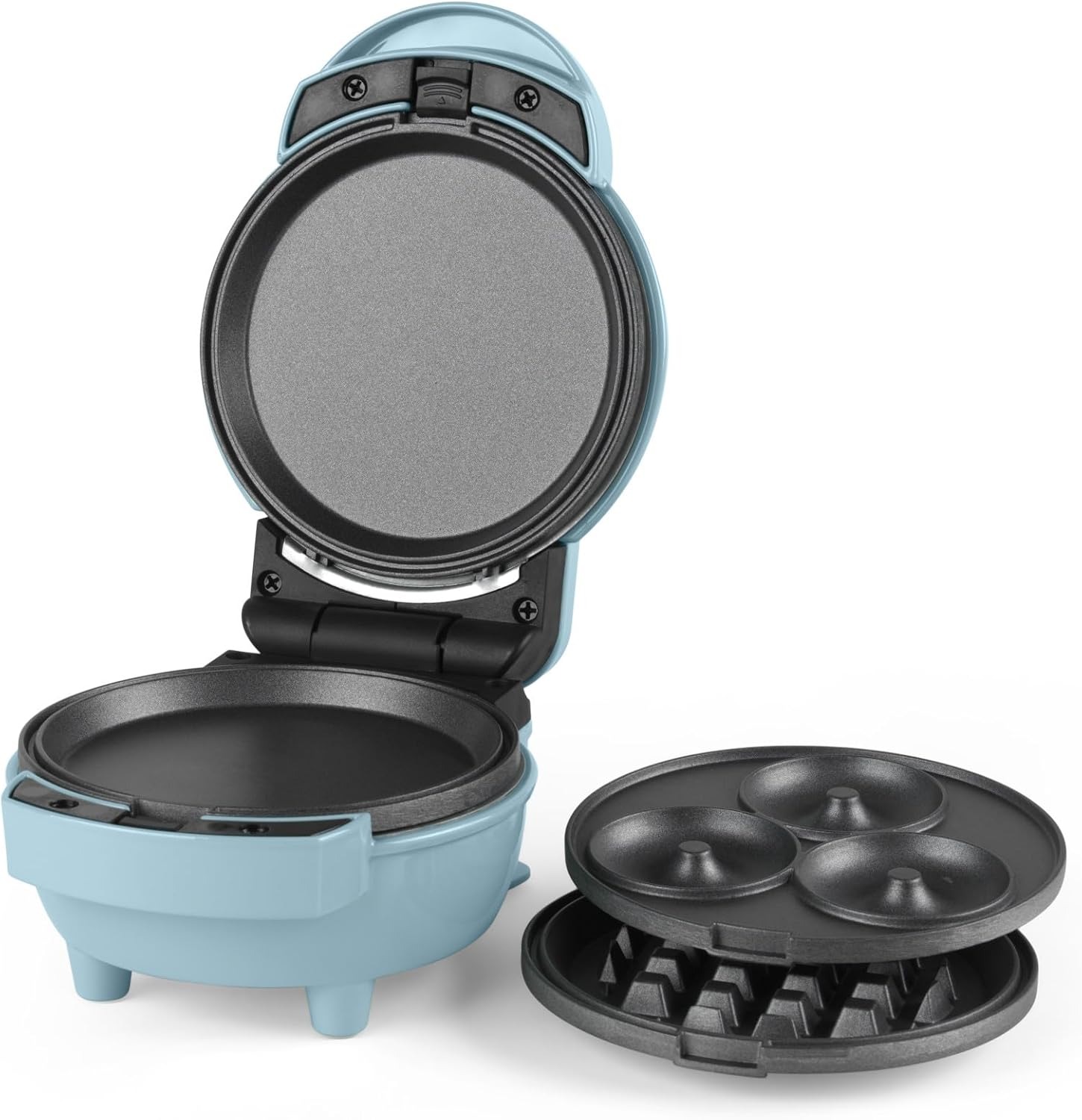 Giles & Posner 3 in 1 Mini-Bites Maker - Piastre di cottura antiaderenti, macchina per donuts, waffle e pancake, 3 minuti di preriscaldamento, piedini antiscivolo, luci indicatori di prontezza, 400W