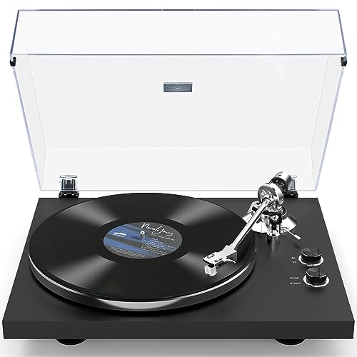 Giradischi Vinili Trasmissione a Cinghia con Connettività di Uscita Wireless, Lettore con Contrappeso Regolabile e Cartuccia Magnetica e 2 Velocità 33/45 RPM, Conversione USB, Linea Fono : Elettronica