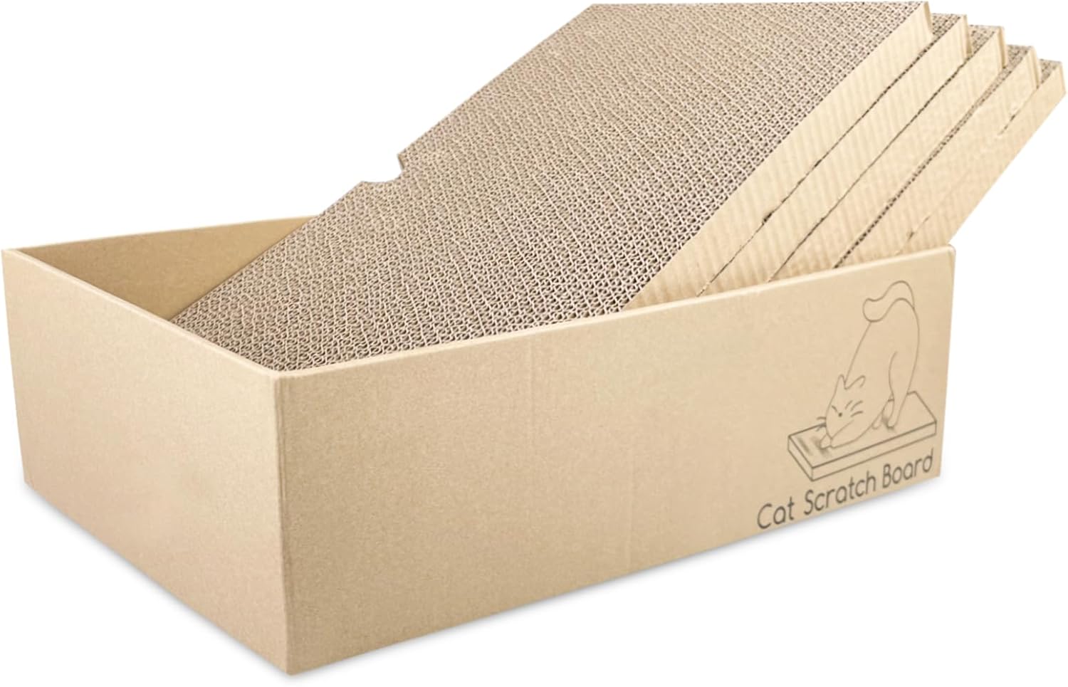 Magrimaxio 5 Pezzi Tiragraffi per Gatti Cartone Ondulato, Tiragraffi Cartone Gatto antiscivolo 43 X 25.4 X 12.7cm, Graffiatoio Pannello Riversibili, Graffiatoio per Gatti per Animali Casa