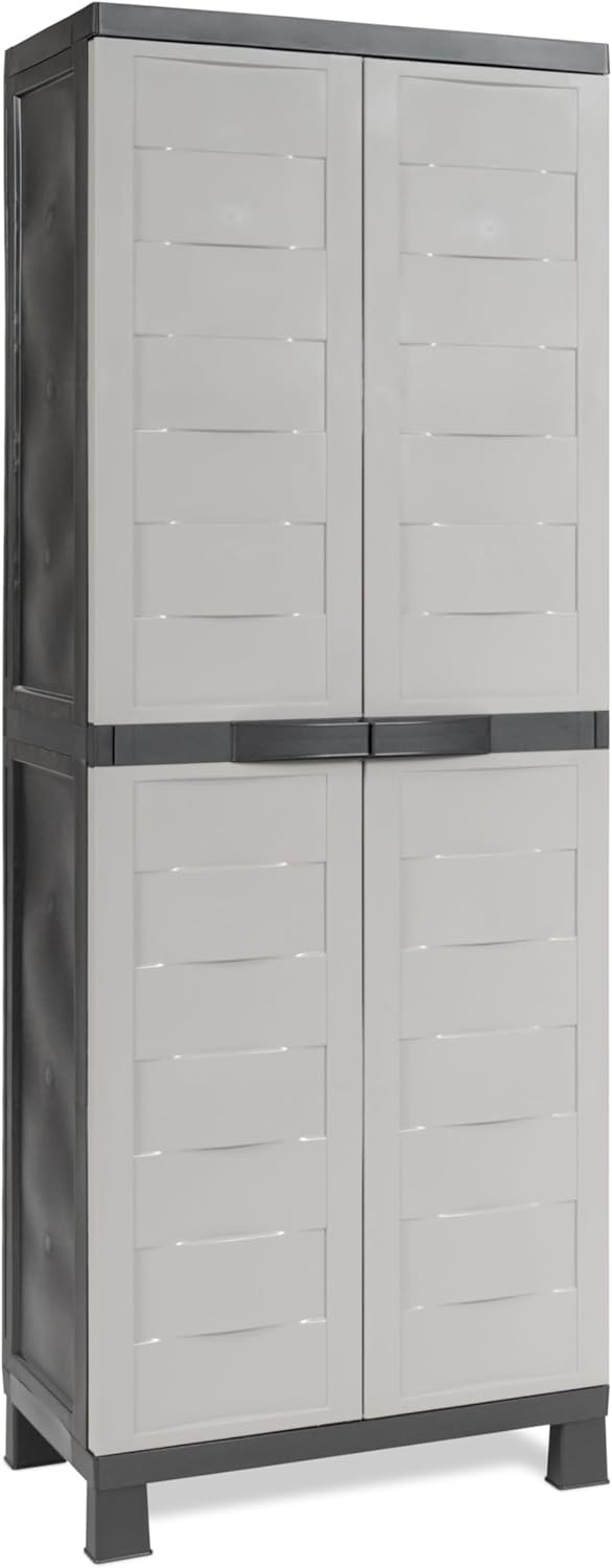 Toomax Armadio ambition midi tuttopiani con 3 ripiani, colore nero/grigio tortora