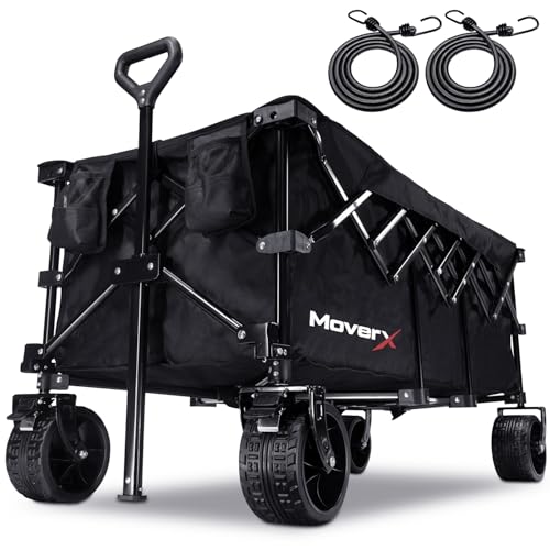 MoverX Carrello da festival su ruote, carro pieghevole, carrello da campeggio portatile, carrello pieghevole per spiaggia, giardino, picnic, shopping, pesca, ruote larghe, manico regolabile, 300 l, : Amazon.it: Giardino e giardinaggio