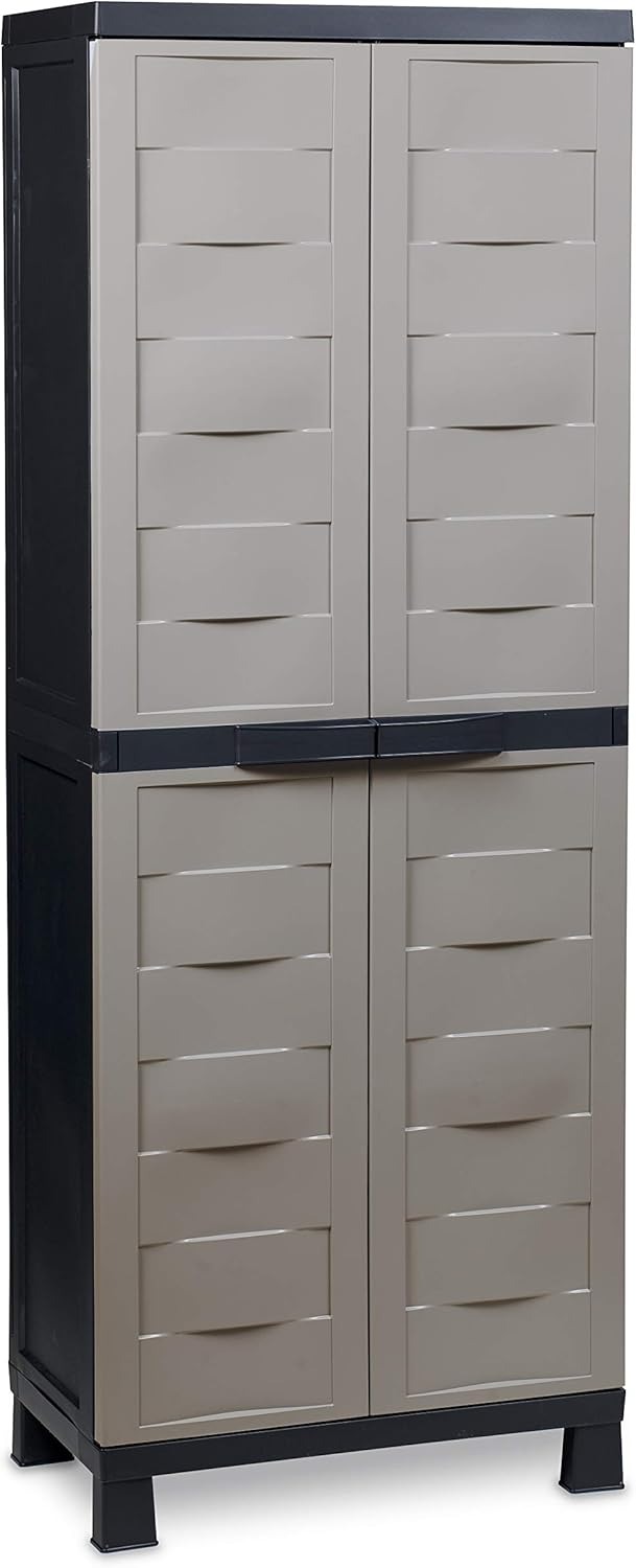 Toomax Armadio Ambition Midi Portascope con 4 Ripiani + vano portascope, Colore Nero/Grigio Tortora