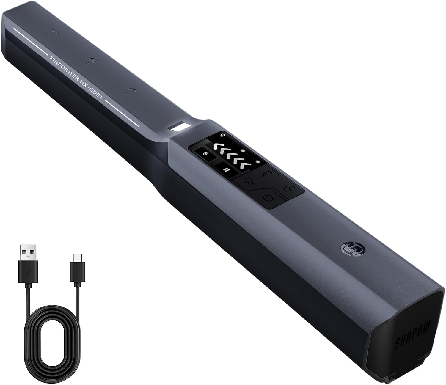 SUNPOW Pinpointer Professional Metal Detector for Adults, 800mAh Rechargeable Lithium Battery, Fully IP68 Waterproof, Enhanced Chip and LCD Screen, 4 Modes, 3 Lights with SOS