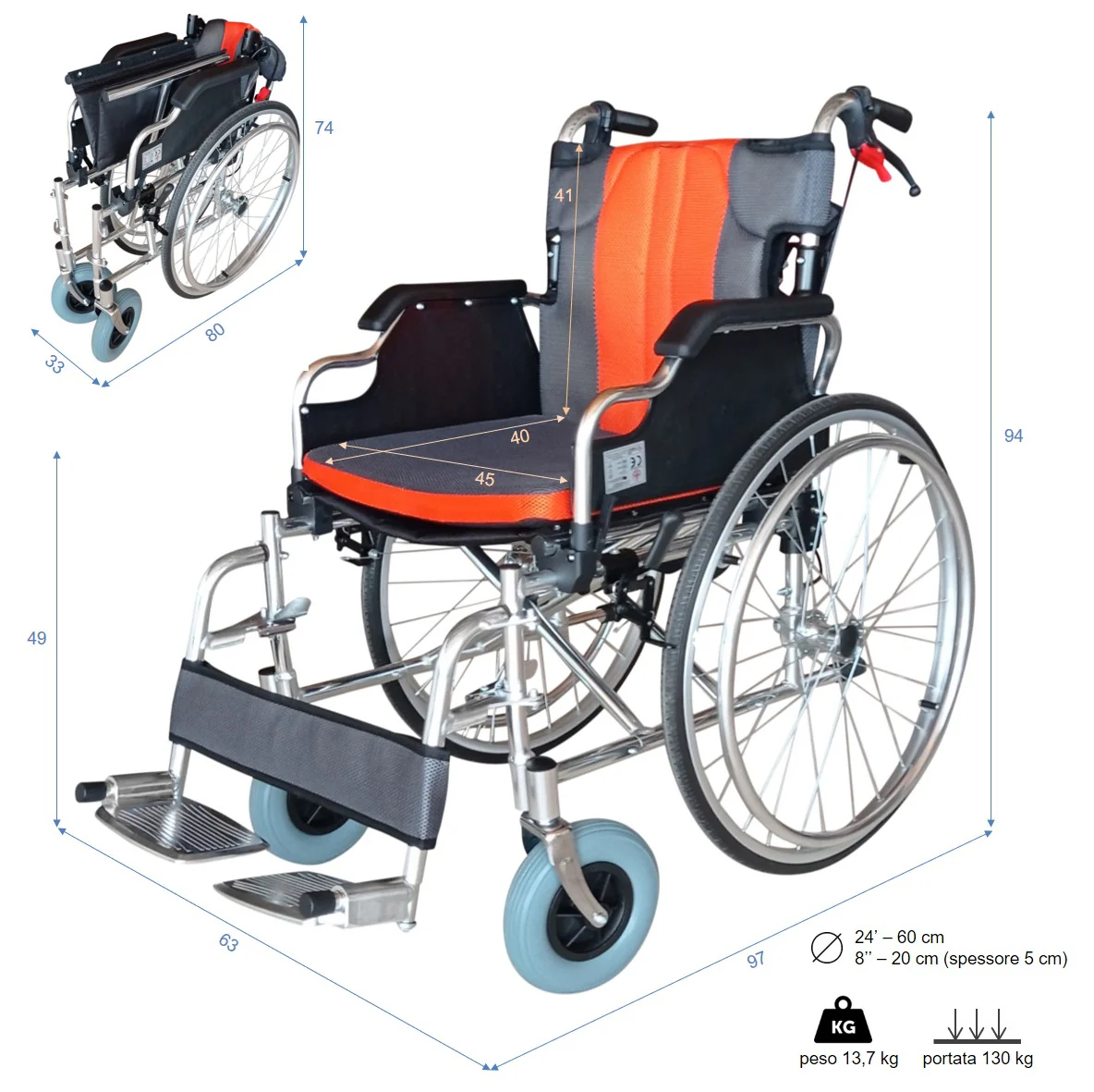 Sedia a rotelle superleggera (Alluminio) | KEROS