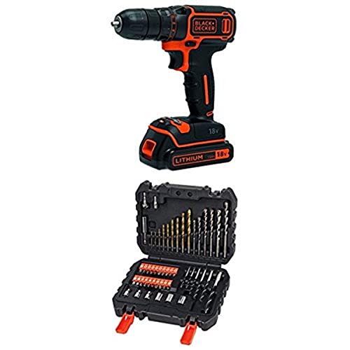 BLACK DECKER BDCDC18 QW Trapano/Avvitatore, 18 V, al Litio, 1.5 Ah   A7188 XJ Set per Forare ed Avvitare, 50 Pezzi : Amazon.it: Fai da te