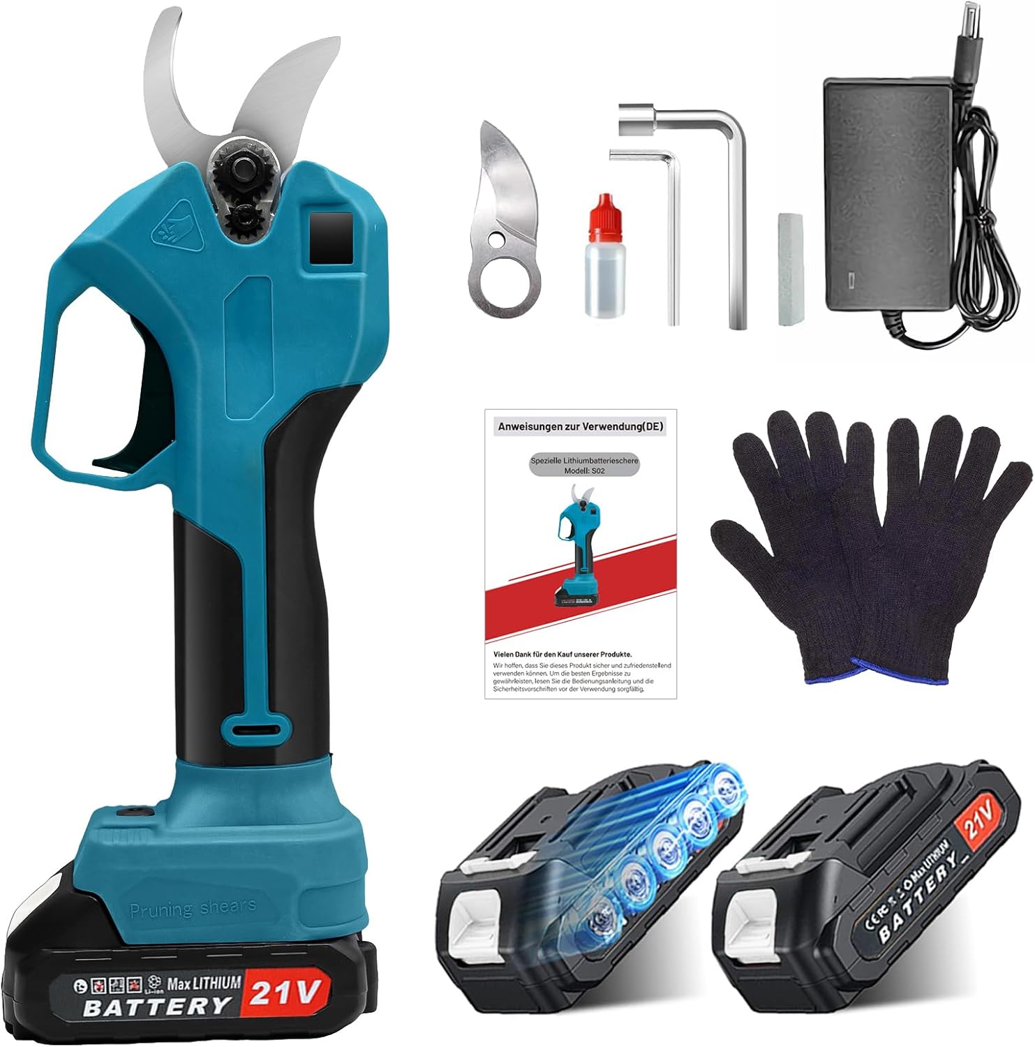 Sentasi Battery Pruning Scissors, Battery Powered Pruning Shears 2000 Mah*2, Cordless Pruning Shears for Pruning 25 mm Cutting Diameter, 500 W Electric Scissors 1-2 Hours Working Time