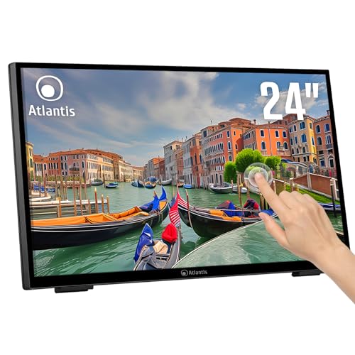 ATLANTIS A05 T24A VHDM Monitor Touch 24 pollici, Touchscreen 10 tocchi, Full HD 1920x1080, HDMI VGA DP, inclinabile 15° 70°, Vetro Protettivo 7H, Contrasto 3000:1, Angolo 178/178,Vesa 100 : Informatica