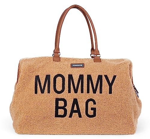 CHILDHOME, Mommy Bag, Borsa per il cambio, Maternità, Borsa da viaggio, Grande capacità, Fasciatoio, Tracolla regolabile, Compartimenti, Tasca isolata, Passaggio valigia, Teddy beige : Prima infanzia