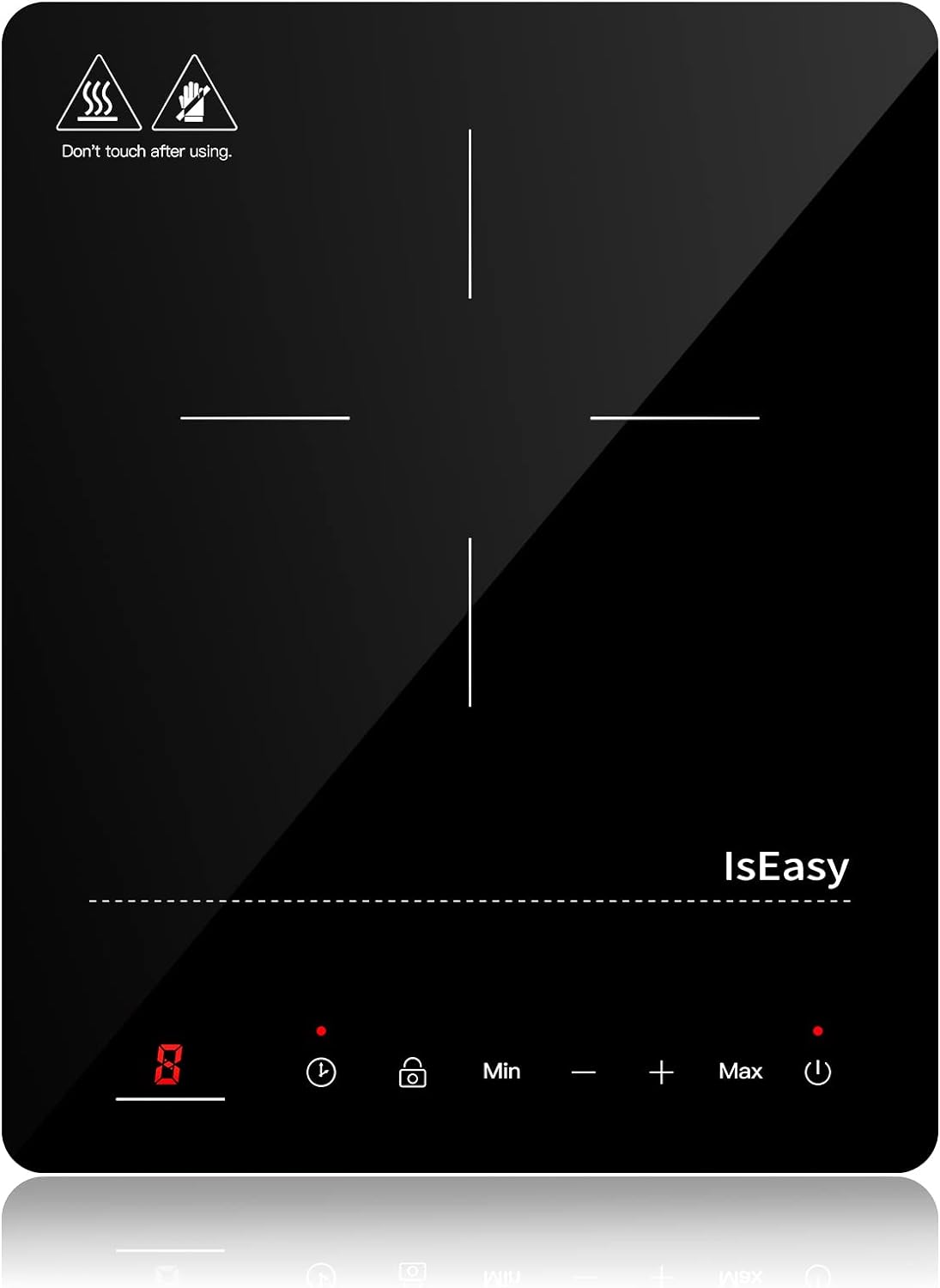 IsEasy Portable Induction Plate, Induction Hob 2100 W, 9 Power Levels, 60 °C - 240 °C Temperature, 8 Hours Timer, Child Safety, External Temperature Sensor