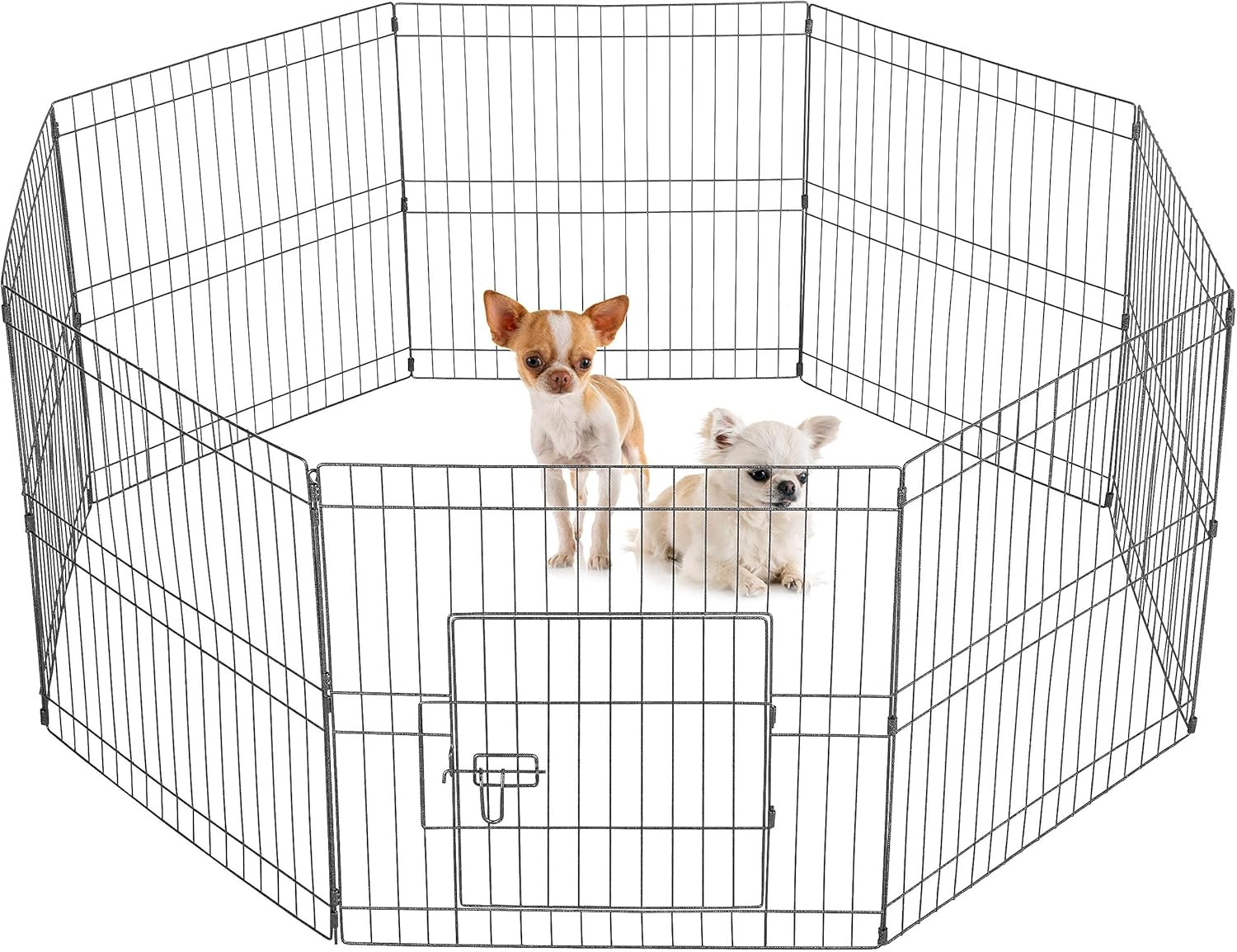 Yaheetech Indoor and Outdoor Folding Fence for Dogs, Puppies, Cats, Rabbits, Pets, 8 Panels, 61 x 61 cm, Black