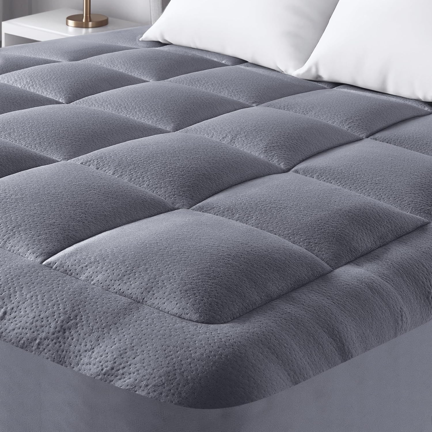 Niagara Single Topper 80 x 190 cm Thickness 2.5 cm Bamboo – Breathable and Cool – Mattress Protector with Deep Pocket Fits Mattresses 20 x 50 cm, Grey