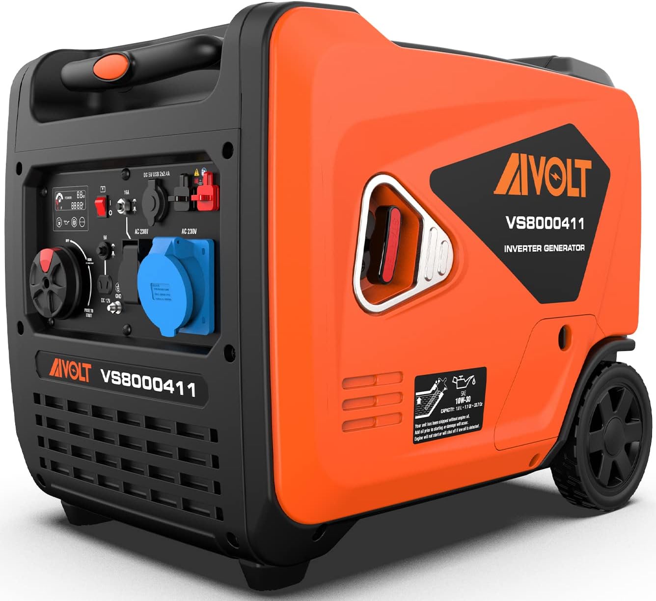 AIVOLT Inverter Generator 1400 Watt Silent Power Generator Set Emergency Gasoline Silent Generator Set for Camping, Festivals and Home Use with 2 USB Sockets, 12V DC and 230V AC