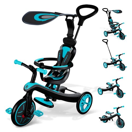 Globber   EXPLORER TRIKE 4in1   Triciclo & balance bike tutto in uno per bambini da 10m   a 5 anni   , Verde acqua : Giochi e giocattoli