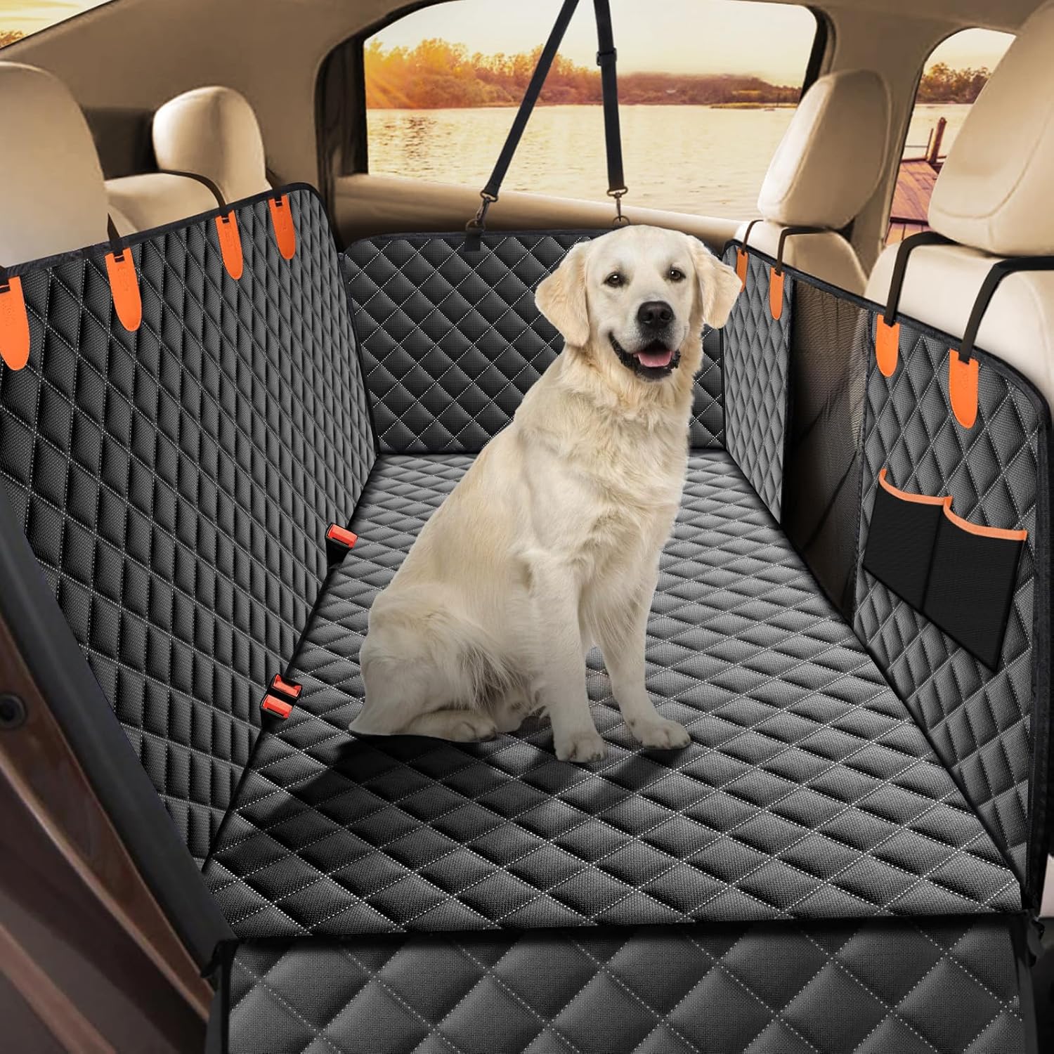 JOEJOY Car Seat Cover for Dogs Rear Seat Covers for Dogs Car Cover for Dogs Back Seat Cover Dog Cover Anti-Scratch and Non-Slip Oxford Cloth Waterproof Black