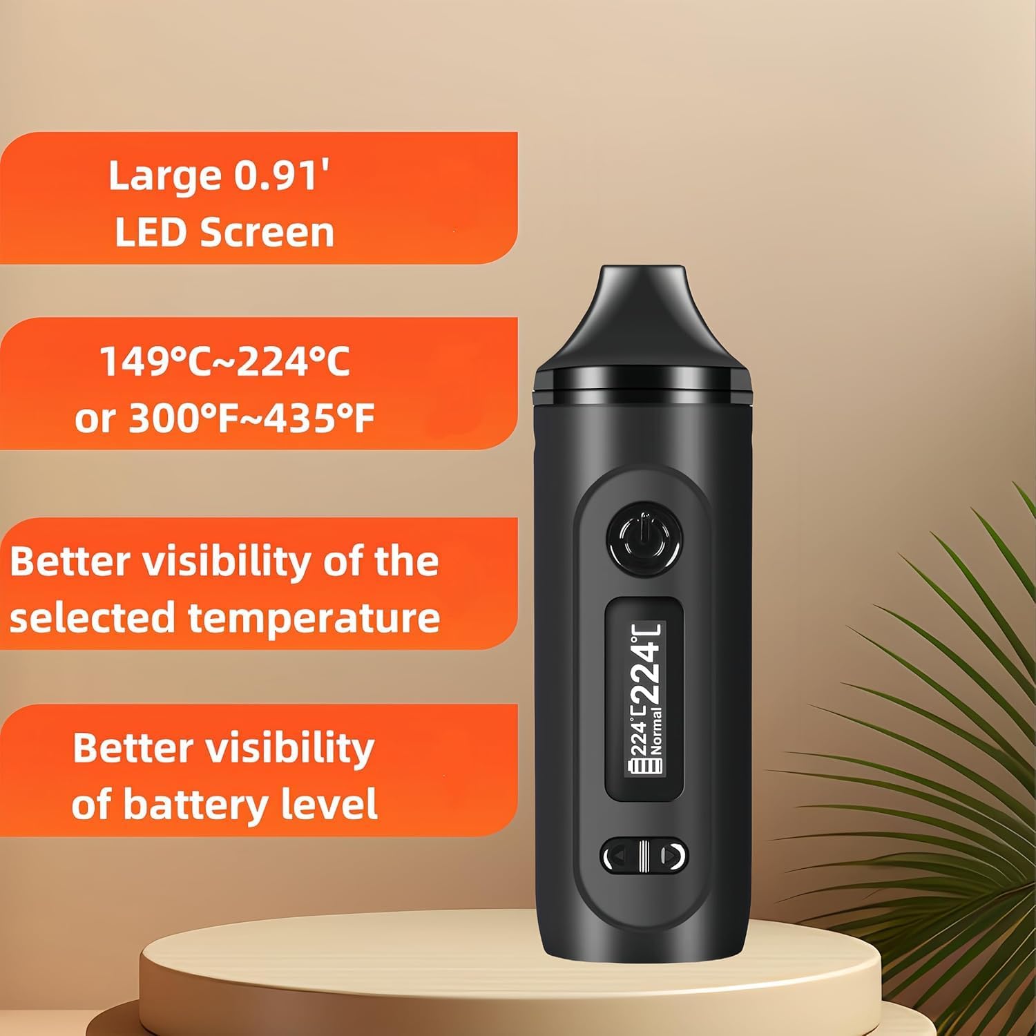 KinZon Gemini Dry Herb Vaporizer, OLED Display and Temperature Control, 30 Seconds Fast Heating (Grey)
