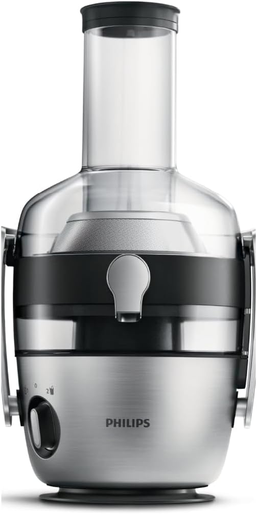 Philips Avance Collection Centrifuga Per Succhi Di Frutta E Verdura, Tecnologia Fiberboost, Quickclean Plus Per Pulizia Facile, 1100 W, Collezione Avance, Argento, 2.1 l, Nero (HR1921/20)