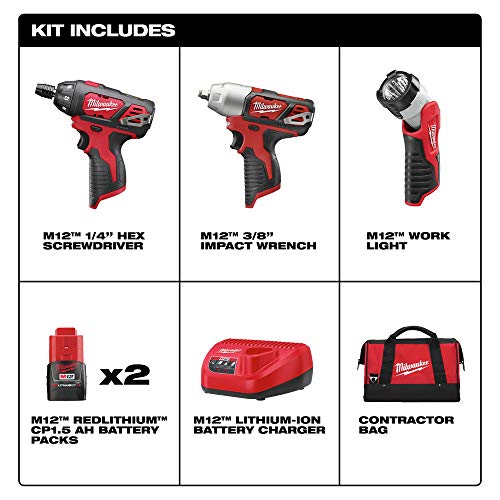 Milwaukee 2491 23 M12   Kit combinato a 3 attrezzi, 12 Volt : Amazon.it: Fai da te