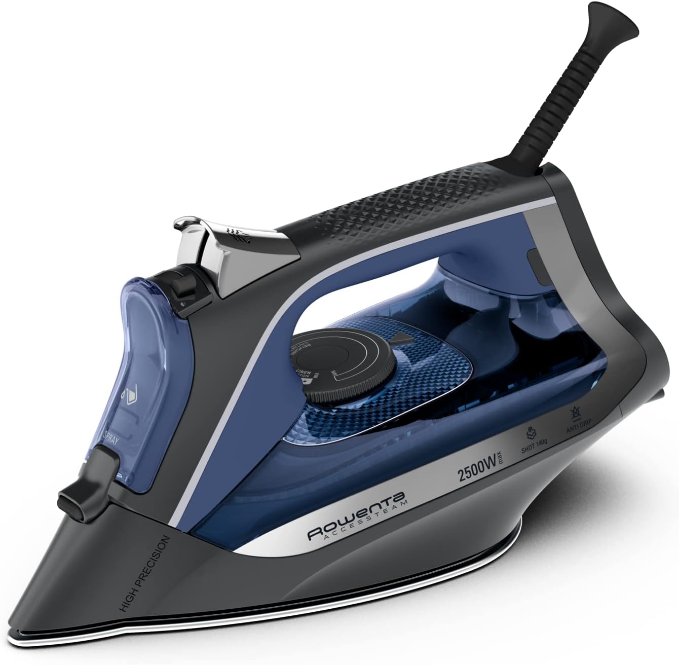 Rowenta DW4301D1 Access Steam Steam Iron, 2500W, 250 ml, Steam Blow 140 g/min, Microsteam Plate in Stainless Steel, Anti-Limescale System, Precision Tip and Drip Protection