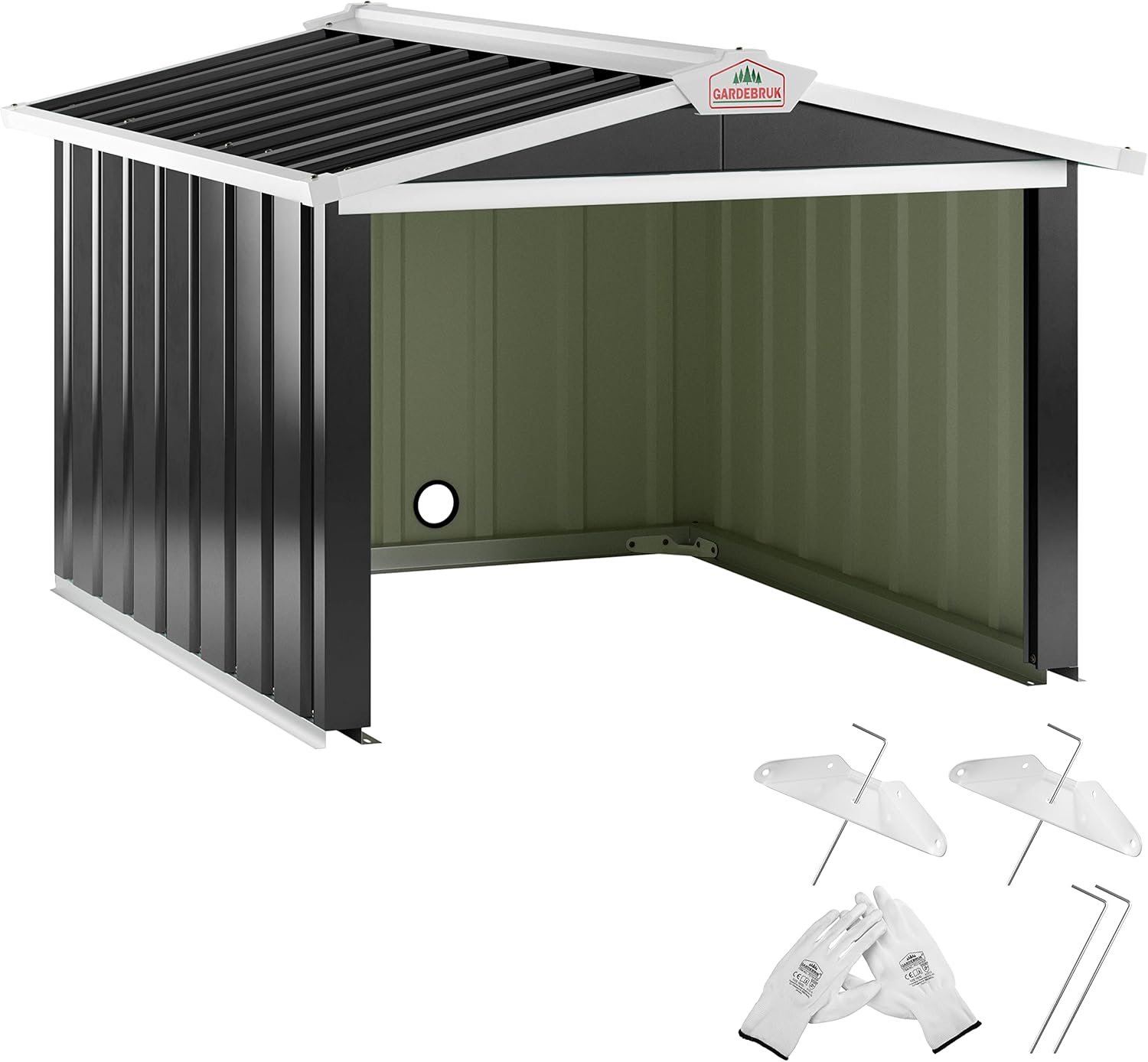 Gardebruk Garage for Robot Lawnmower, 89 x 90 x 54 cm, Metal House for Lawn Mowers, Rainproof, UV Protected, Folding Roof