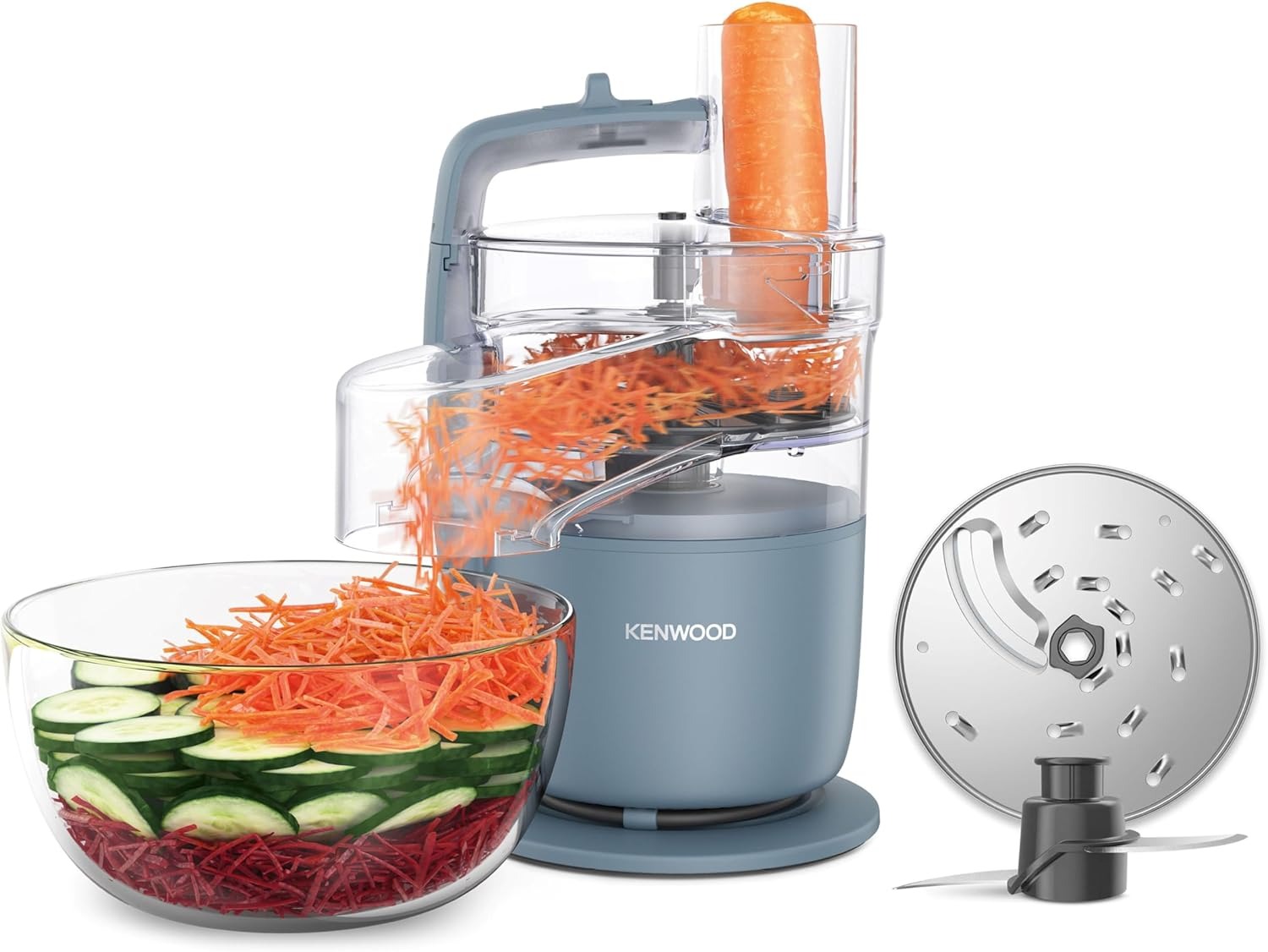 Kenwood MultiPro Go FDP22.130GY Robot Tritatutto da Cucina, Tagliaverdure Elettrico per Tritare, Tagliare, Grattugiare e Impastare con Accessorio Express Serve, Ciotola 1.3L, 650w Visita lo Store di Kenwood