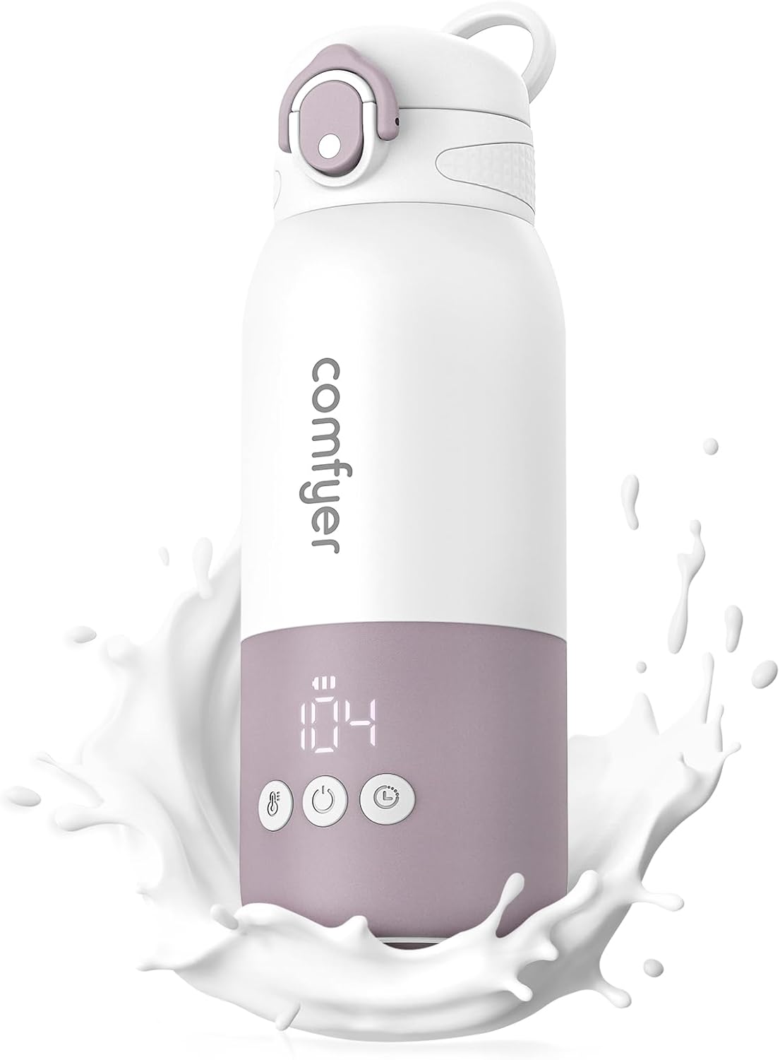 comfyer Portable Baby Bottle Warmer, Fast Heating and Long Life Battery, 2 Modes for Breast Milk and Water, Large Capacity 340ml All Day