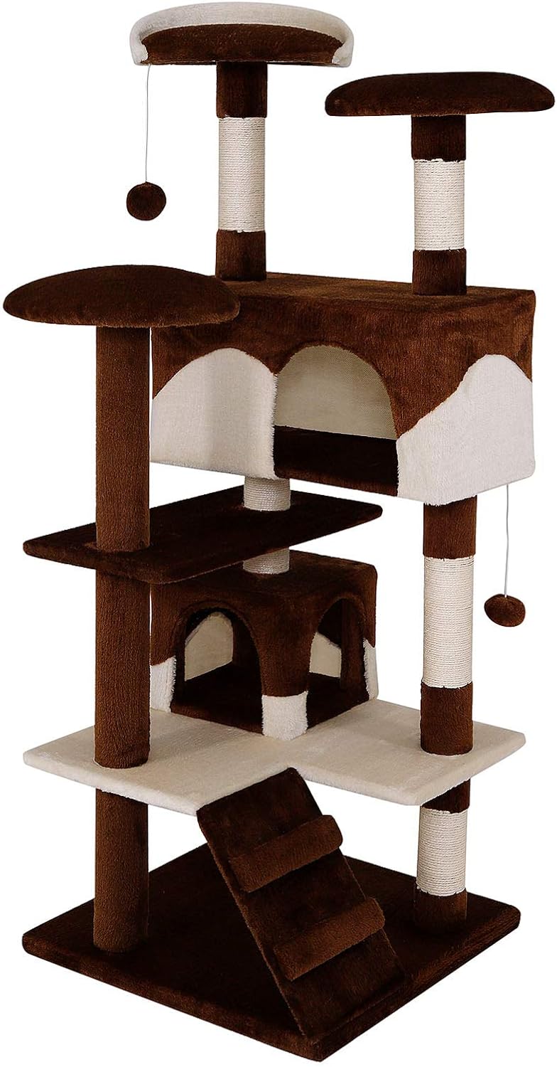 lionto Scratching Post for Cat Tree Scratching Post Cat Toy Cat Toy Height 130 cm, Grey/White