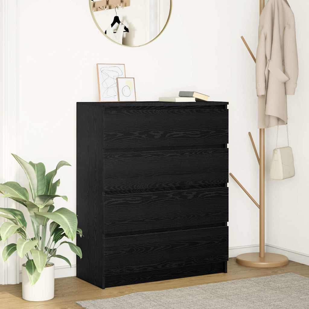 Credenza Rovere Nero 80x35x99 cm in Legno Multistrato