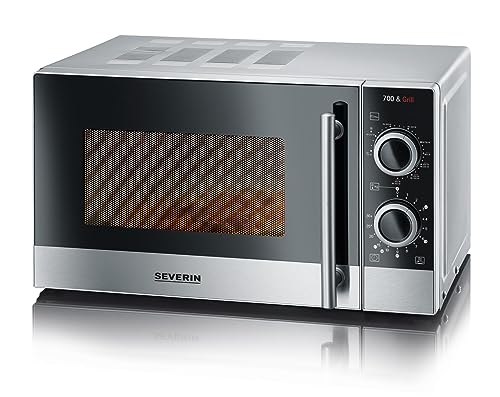 SEVERIN MW 7874 Forno microonde 700 W e potenza grill 900 W, Microonde 20 L con piatto girevole, scongelamento, 9 modalità di cottura, timer 30min e maniglia professionale, Argento : Amazon.it: Casa e cucina