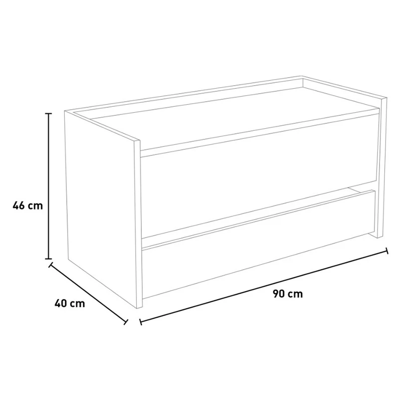 Baule Con Cassetto Bianco-Rovere 90x40x46 Cm